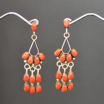Zuni Coral Chandelier Earrings