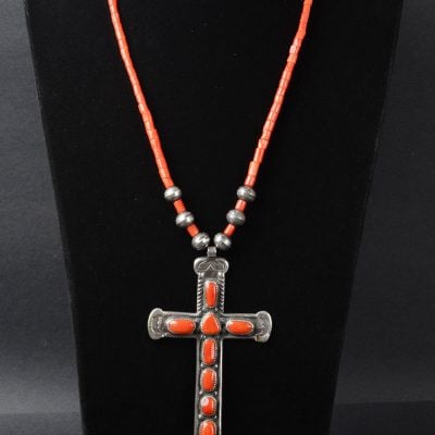 Horace Iule Coral Cross necklace