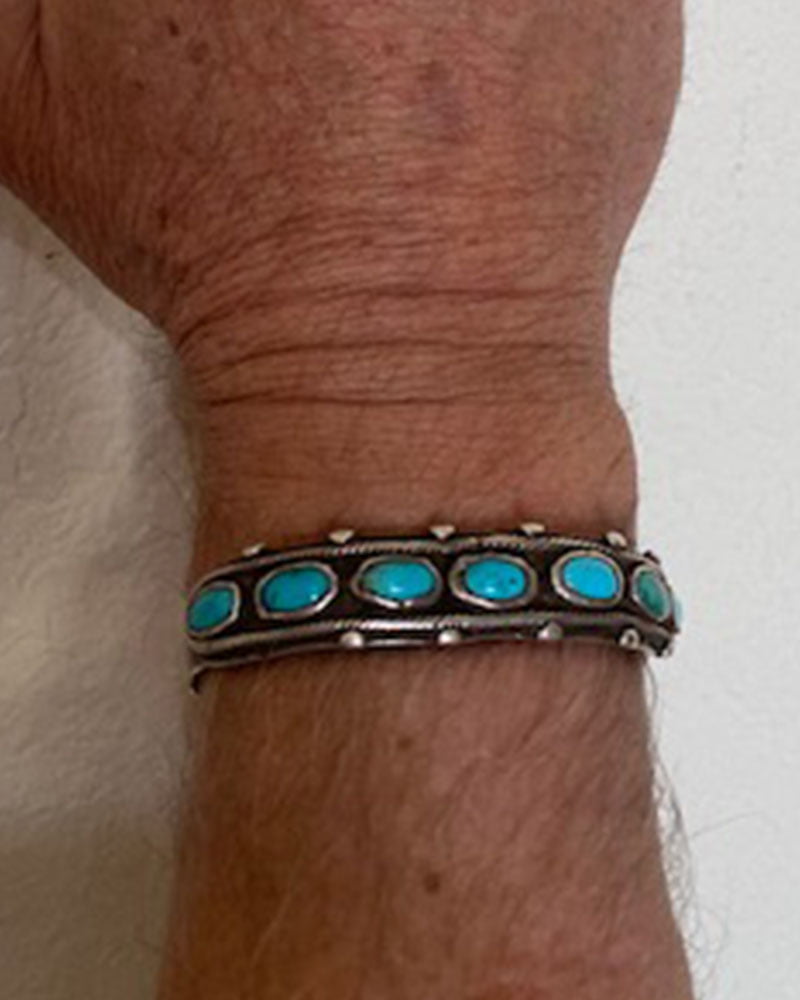 Navajo Old Pawn- Turquoise Row Cuff