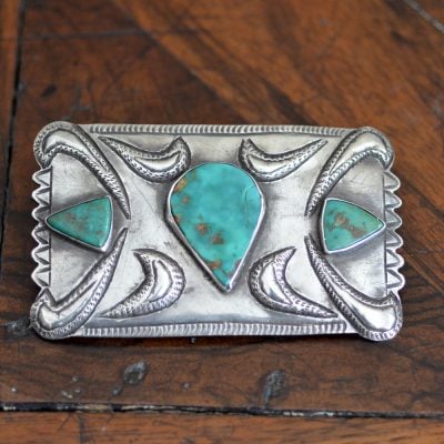 Navajo Green Blue Gem Buckle