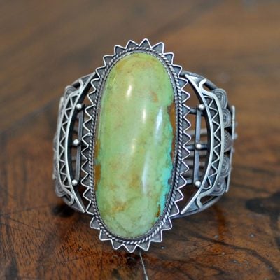 Huge Navajo green stoned cuff