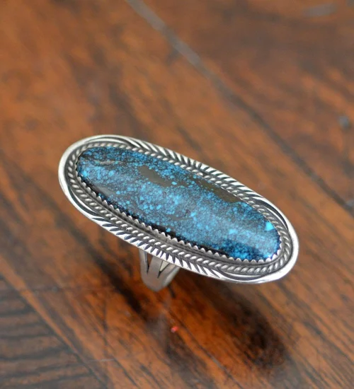 Long Kingman turquoise Ring
