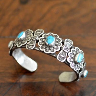 Heavily stamped Navajo Row Cuff