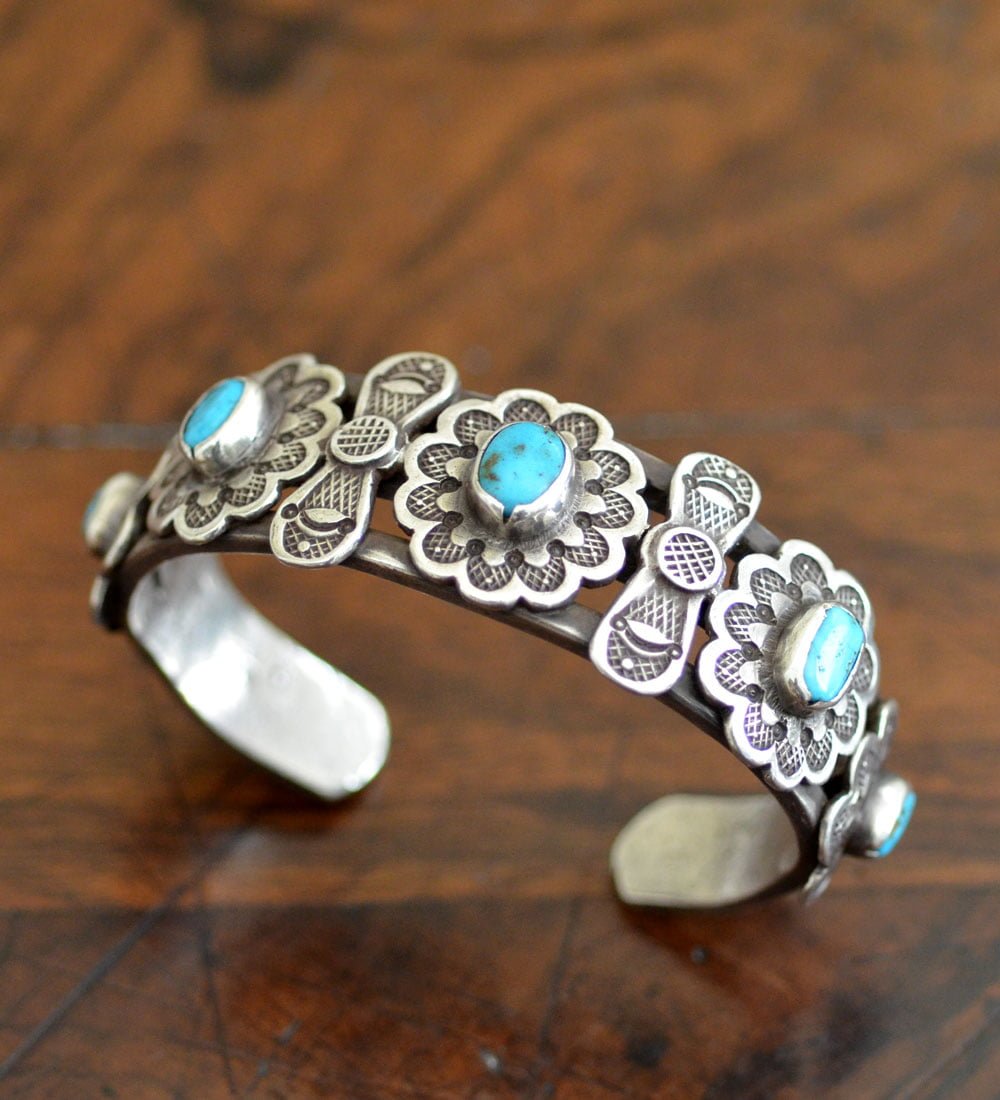 Heavily stamped Navajo Row Cuff