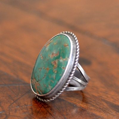 Oval Green Turquoise Ring