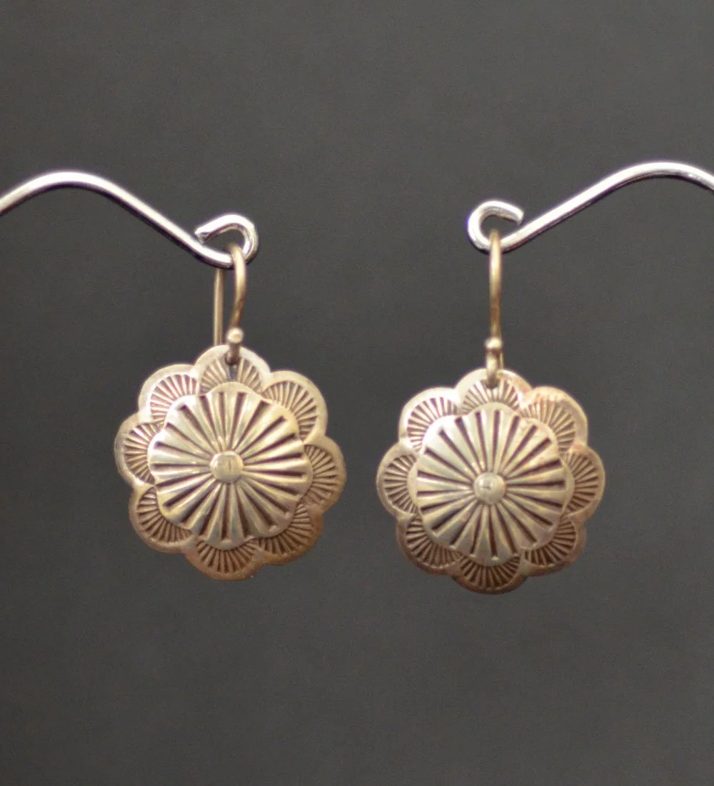 Navajo Hand Stamped Button Earrings