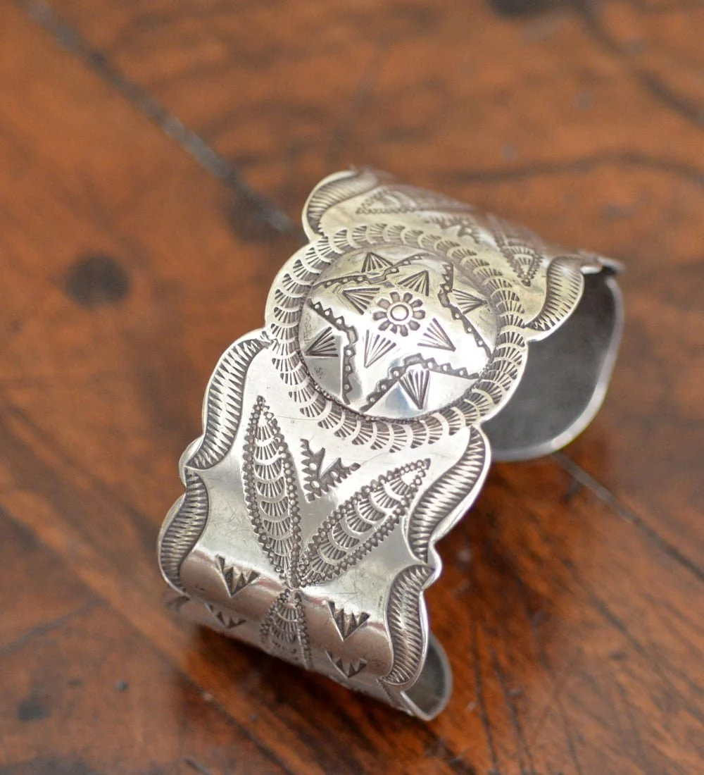 Hand Stamped Navajo Dragon Fly Cuff