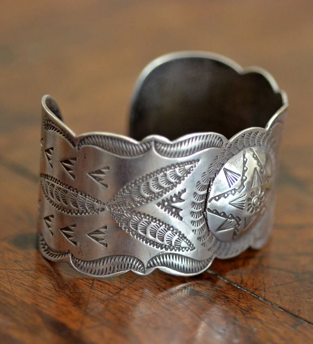 Hand Stamped Navajo Dragon Fly Cuff