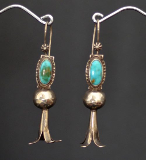 Blue Gem Squash Blossom Earrings