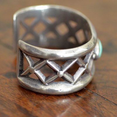 Navajo Cast Cuff With Green Stone