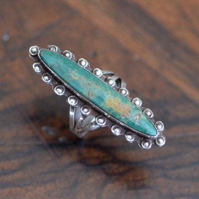 long Navajo Cerrillos Turquoise Ring