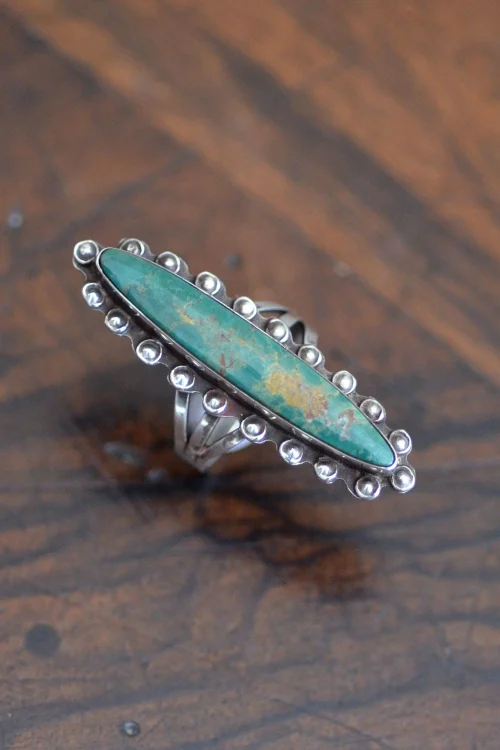 long Navajo Cerrillos Turquoise Ring