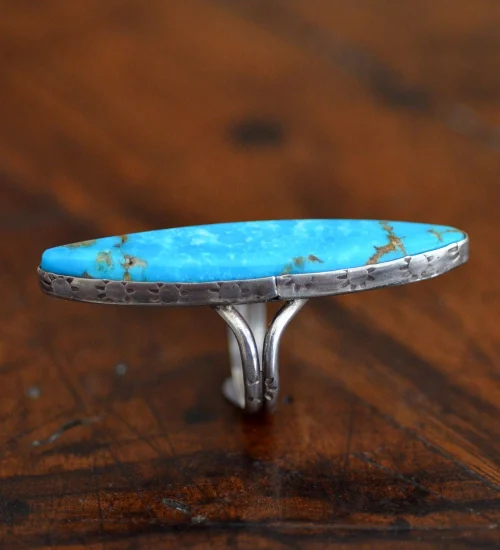 Long Narrow Globe Turquoise Ring