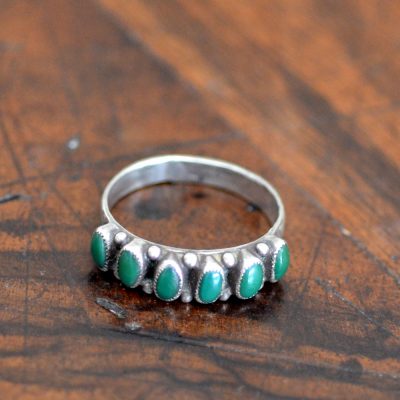 Vintage Green Turquoise Row Ring