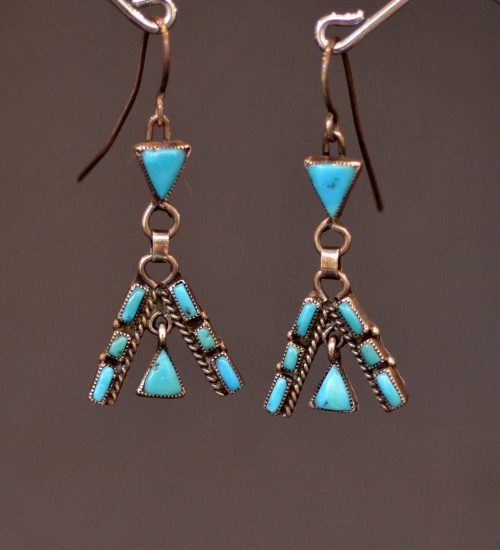 Blue Gem Turquoise Teepee Earrings
