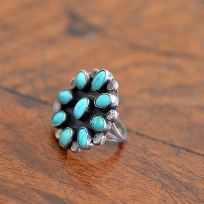 Pale Blue Turquoise Cluster Ring