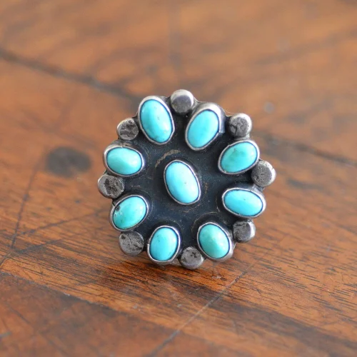 Pale Blue Turquoise Cluster Ring