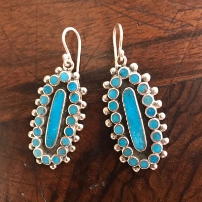 Contemporary Turquoise Inlaid Earrings