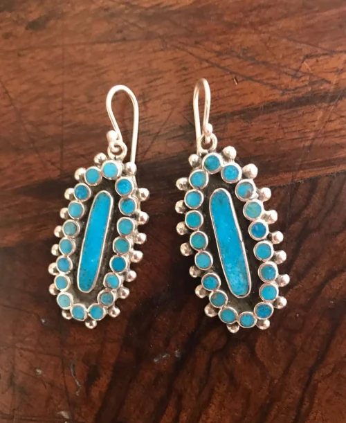 Contemporary Turquoise Inlaid Earrings