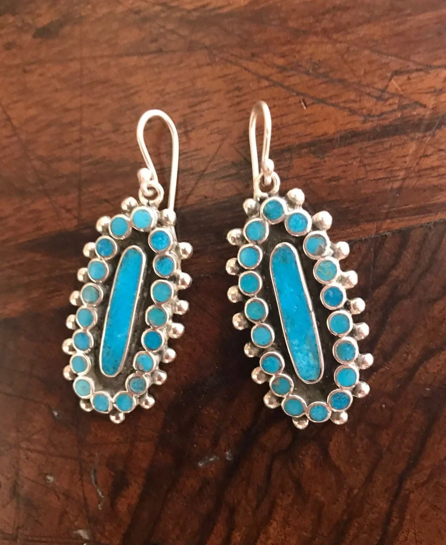 Contemporary Turquoise Inlaid Earrings