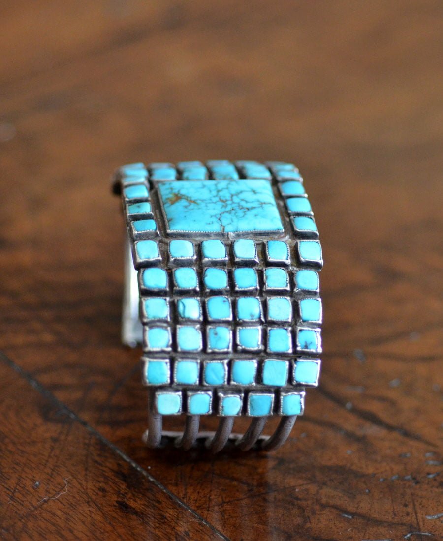 Turquoise Bracelet With Square Cut Stones