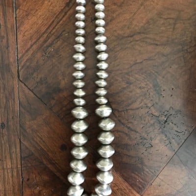 Navajo Coin Silver Strand Of Beads