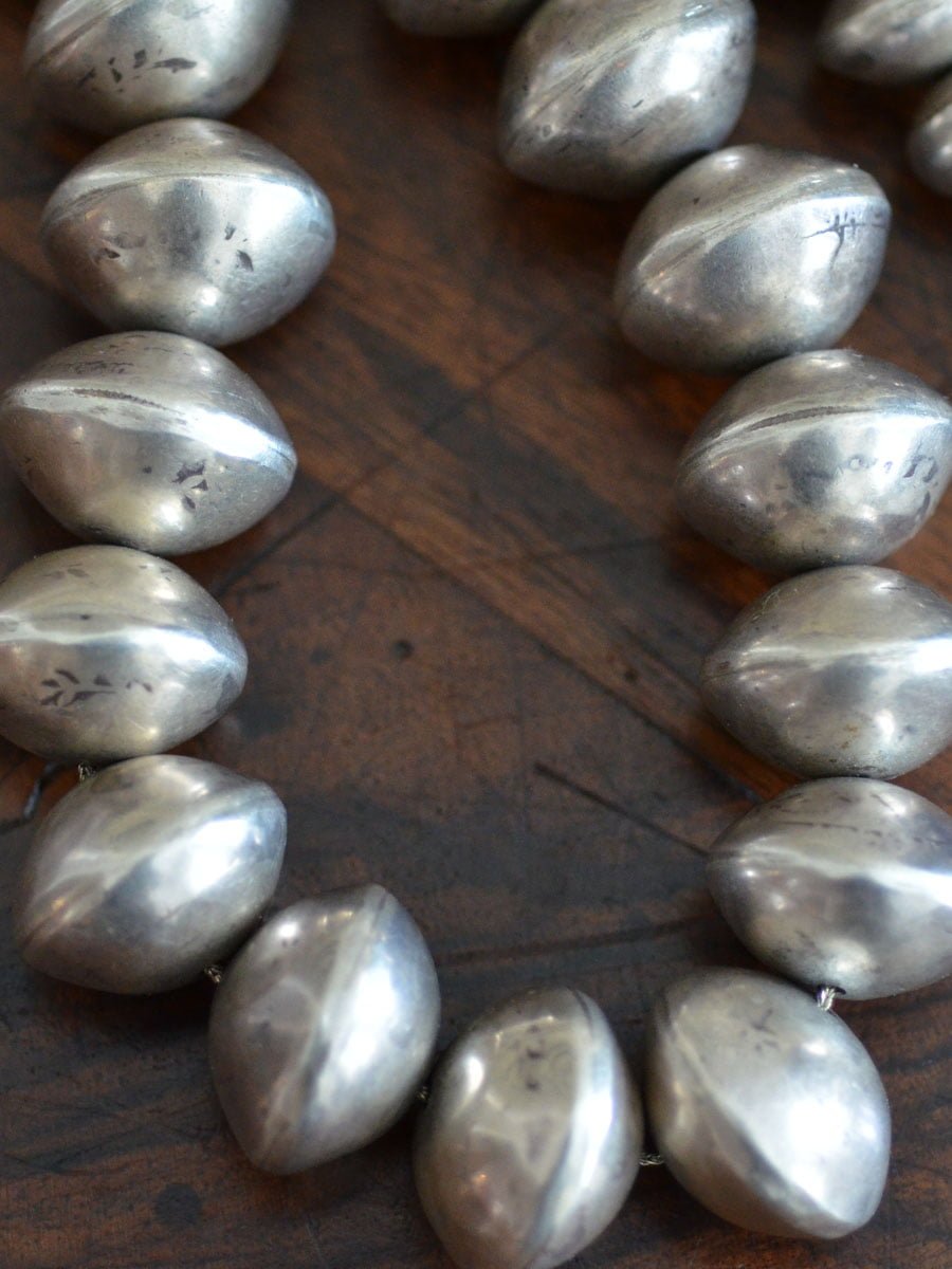 Navajo Coin Silver Strand Of Beads