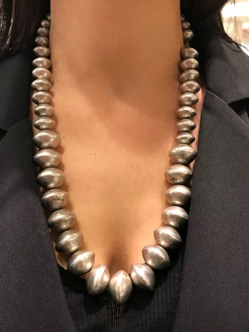 Navajo Coin Silver Strand Of Beads