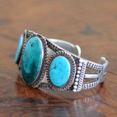 Turquoise Navajo Cuff With 3 Stones
