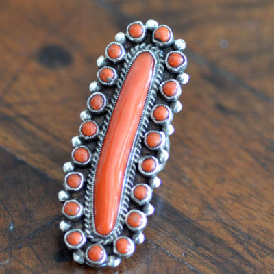 Gorgeous Long Coral Ring