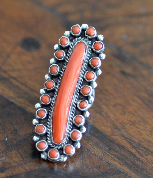 Gorgeous Long Coral Ring