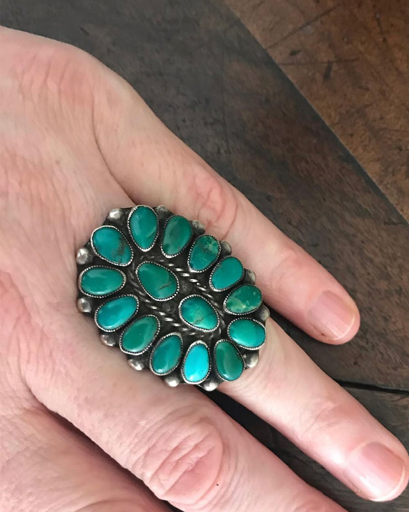 Old Zuni Green Cluster Ring