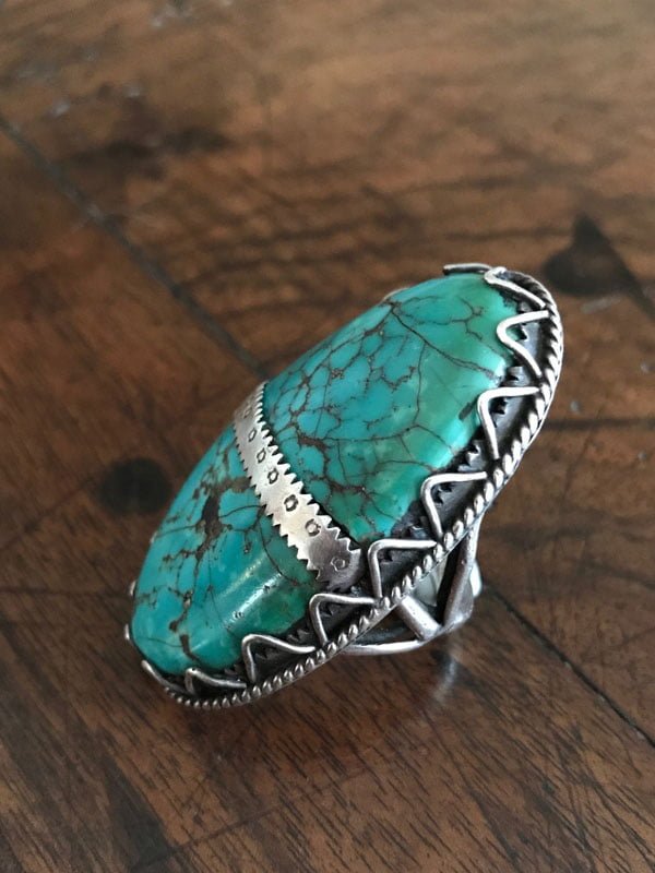 Large Navajo Turquoise Bug Ring