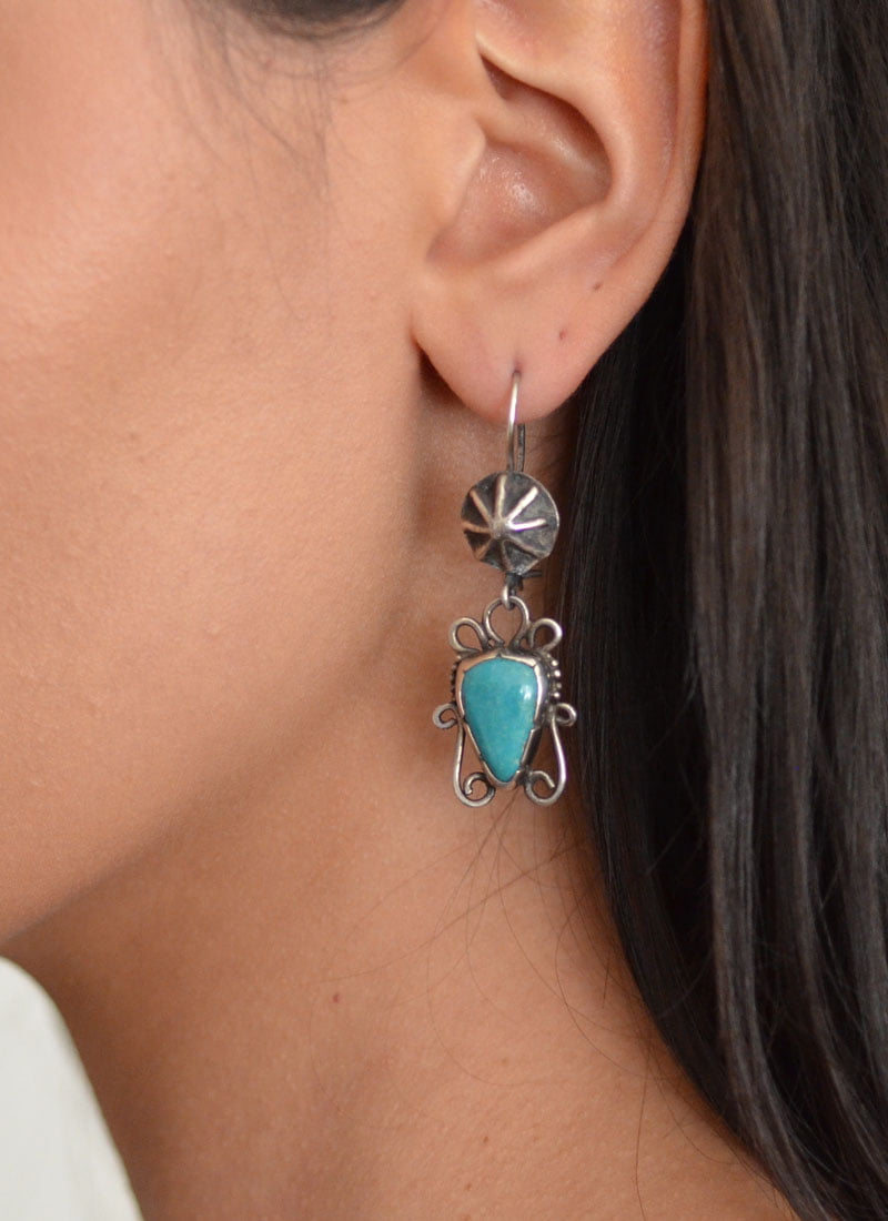 Circa 1930's Navajo Turquoise Earrings