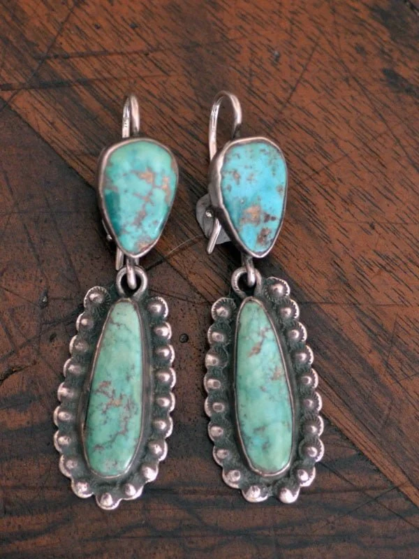 Long Green Turquoise Drop Earrings