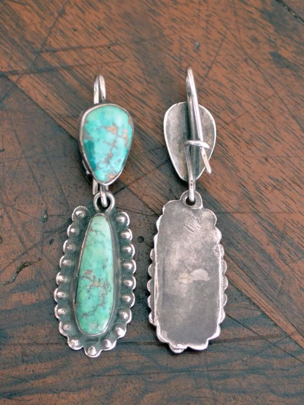 Long Green Turquoise Drop Earrings