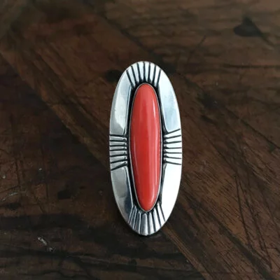 Navajo Coral Ring by Mary Marie Yazzie