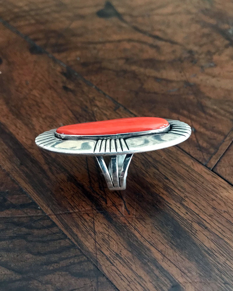 Navajo Coral Ring by Mary Marie Yazzie