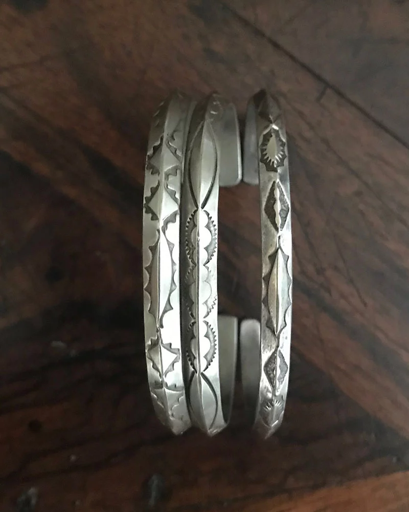 Silver Navajo Hand Stamped Bracelets