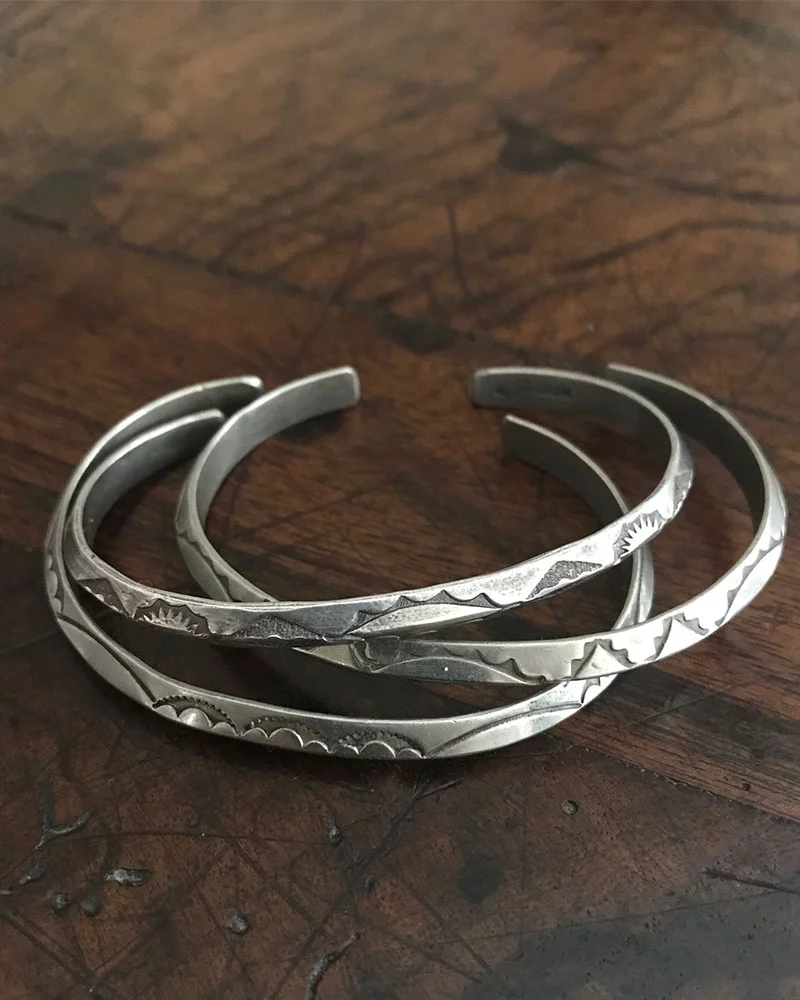 Silver Navajo Hand Stamped Bracelets