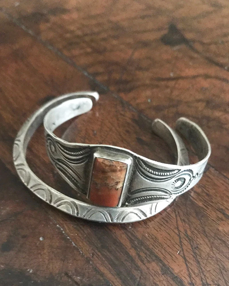 Maisels Silver and Petrified Wood Bracelet