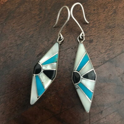 Beautiful Inlaid Zuni Earrings c 1960's