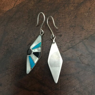 Beautiful Inlaid Zuni Earrings c 1960's