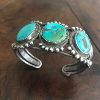 Navajo Three Stoned Turquoise Bracelet c.1930's