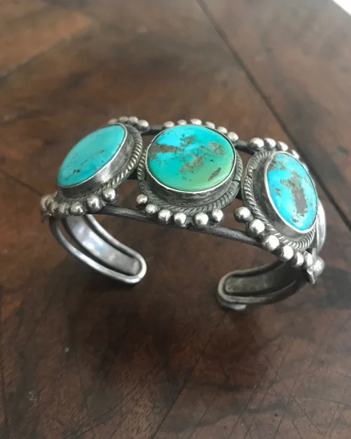 Navajo Three Stoned Turquoise Bracelet c.1930's