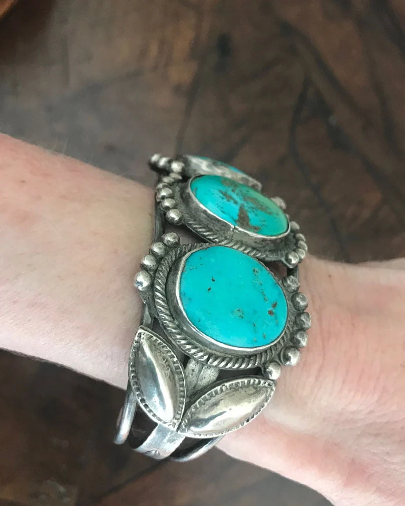 Navajo Three Stoned Turquoise Bracelet c.1930's