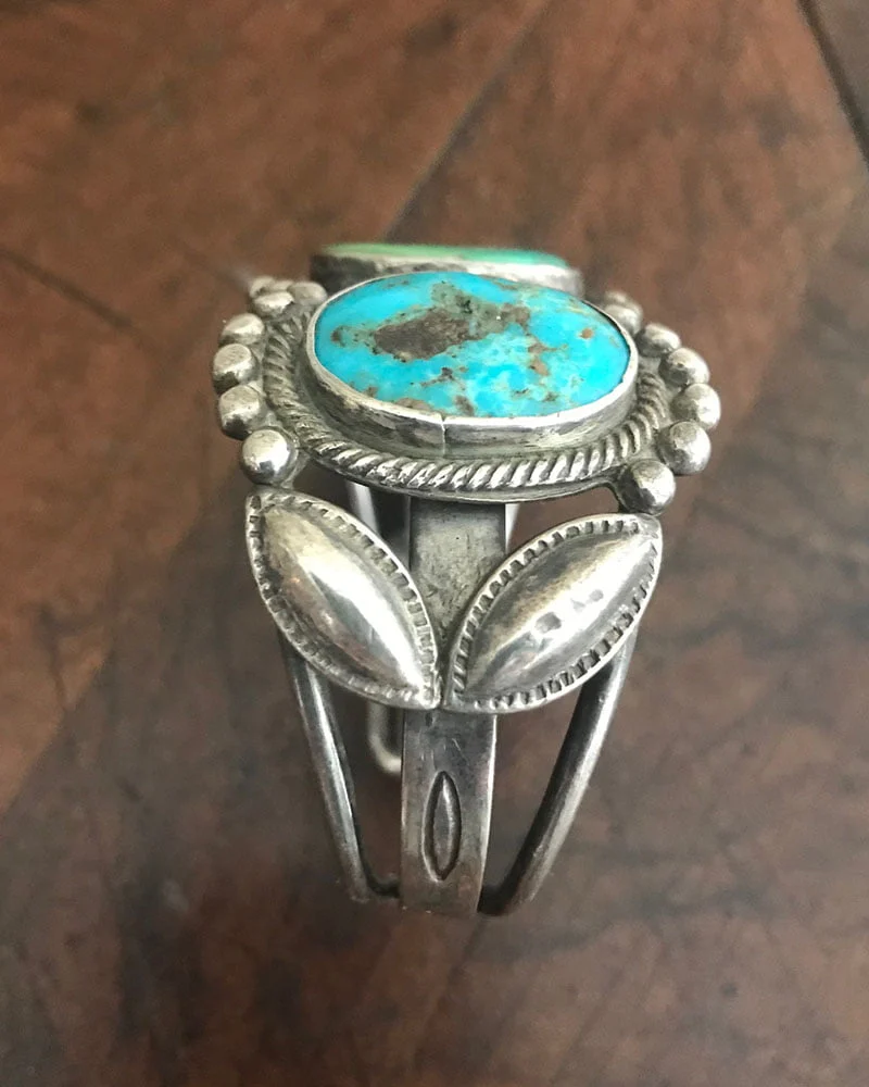 Navajo Three Stoned Turquoise Bracelet c.1930's