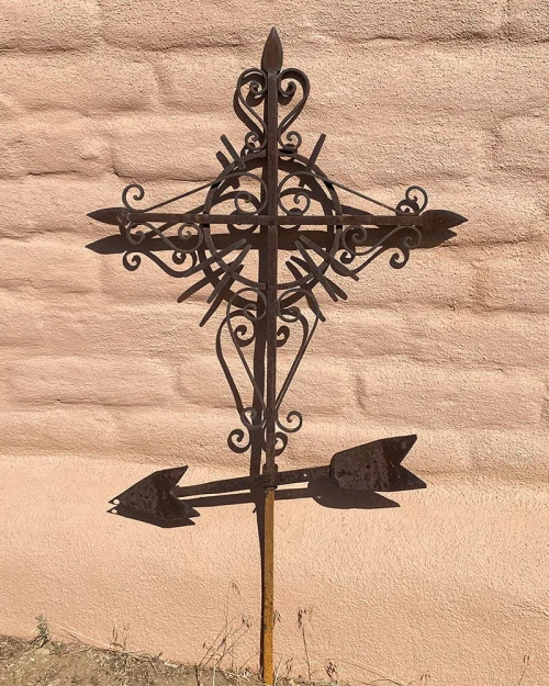 Early Mexican Wrought Iron Church Cross