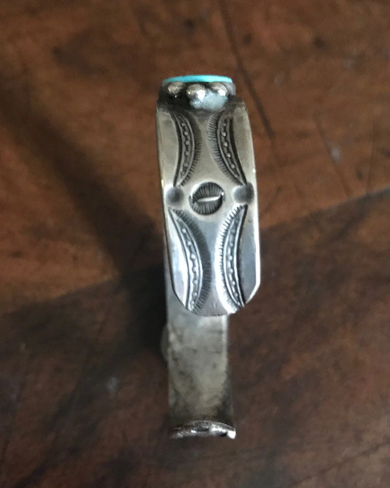 Navajo Row Bracelet with Seven Turquoise Stones