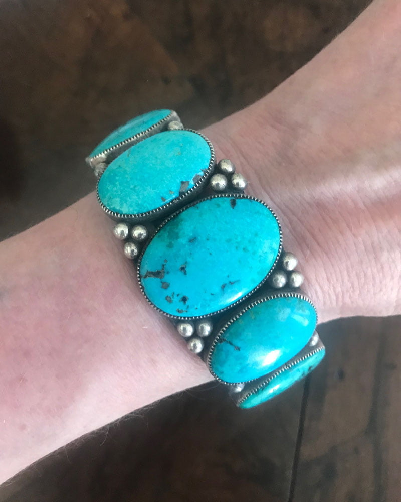 A Fabulous Turquoise Mountain 5 Stone Bracelet
